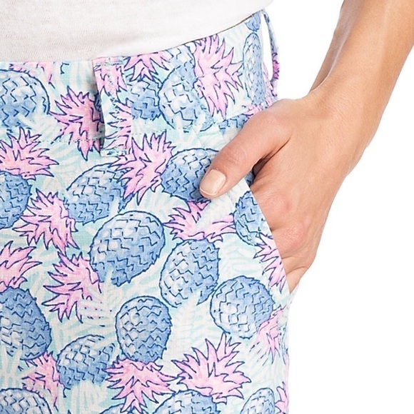 🆕 Vineyard Vines Linen Blend Pineapple Cropped Pants - Picture 4 of 13
